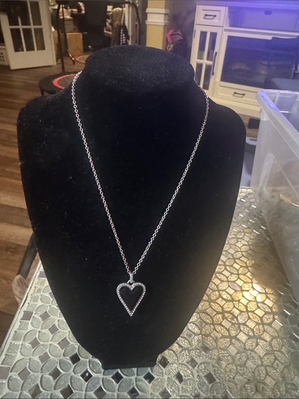 New! Brighton Silver Heart Pendant Necklace with Sparkling Stones